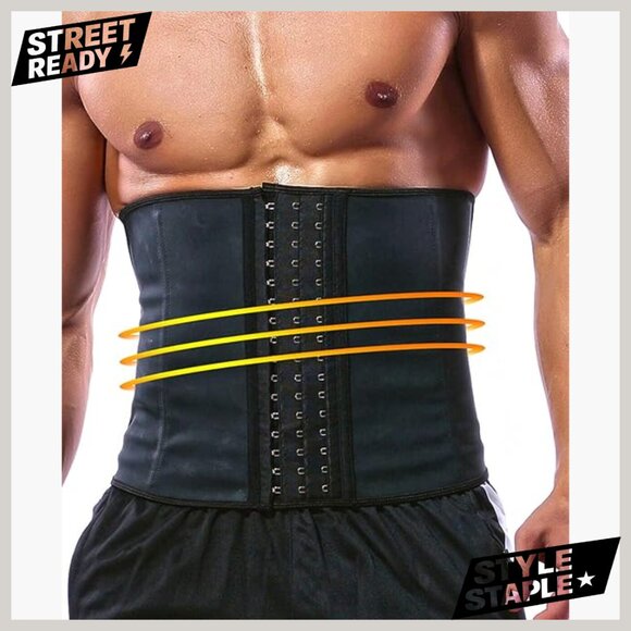 Men's X-Small Latex Waist Trainer with Steel Boning for Fitness & Posture